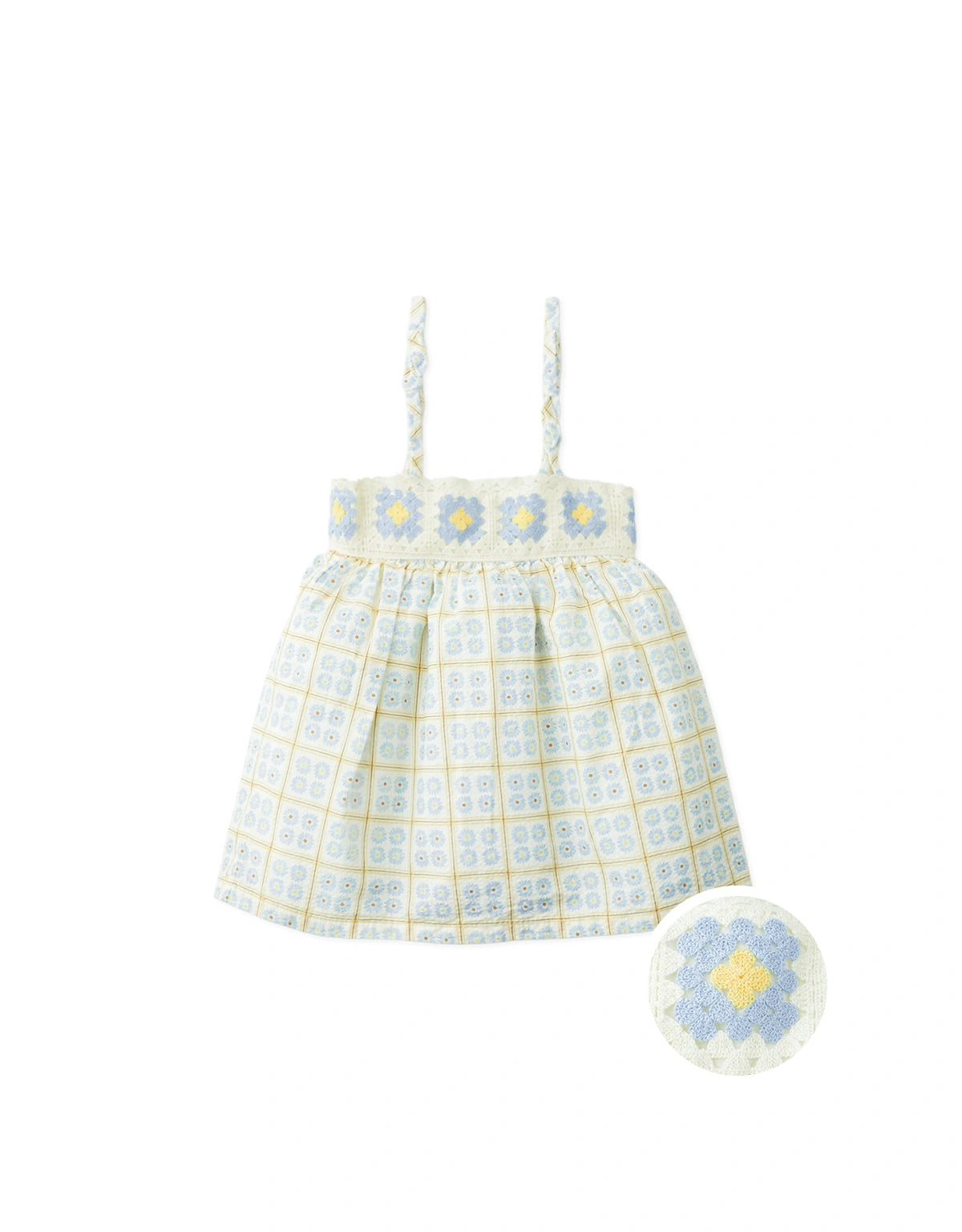Baby Aurelia Daisy Babydoll Dress with Crochet Flower Yoke
