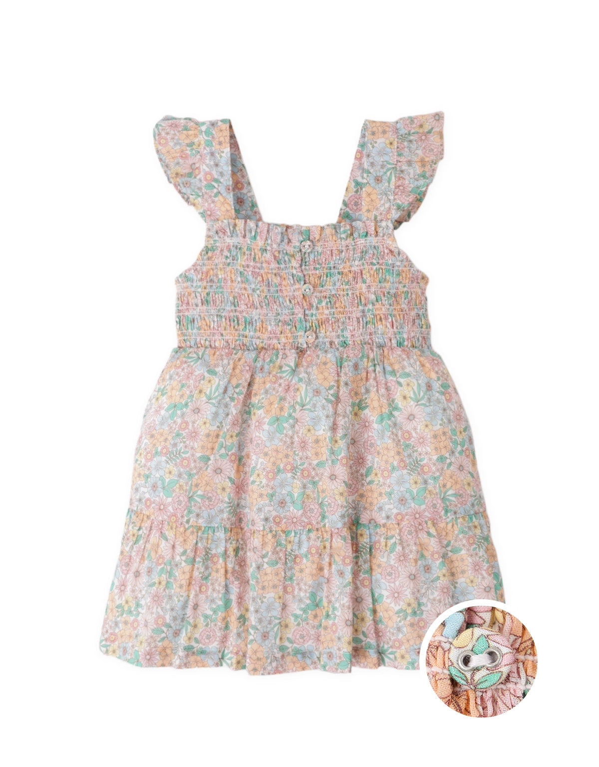 Baby Irene Smocked Floral Dress with Ruffle Sleeves