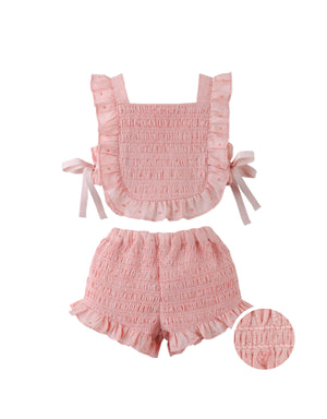 Baby Alexa Textured Blouse & Shorts Set with Bows product photo