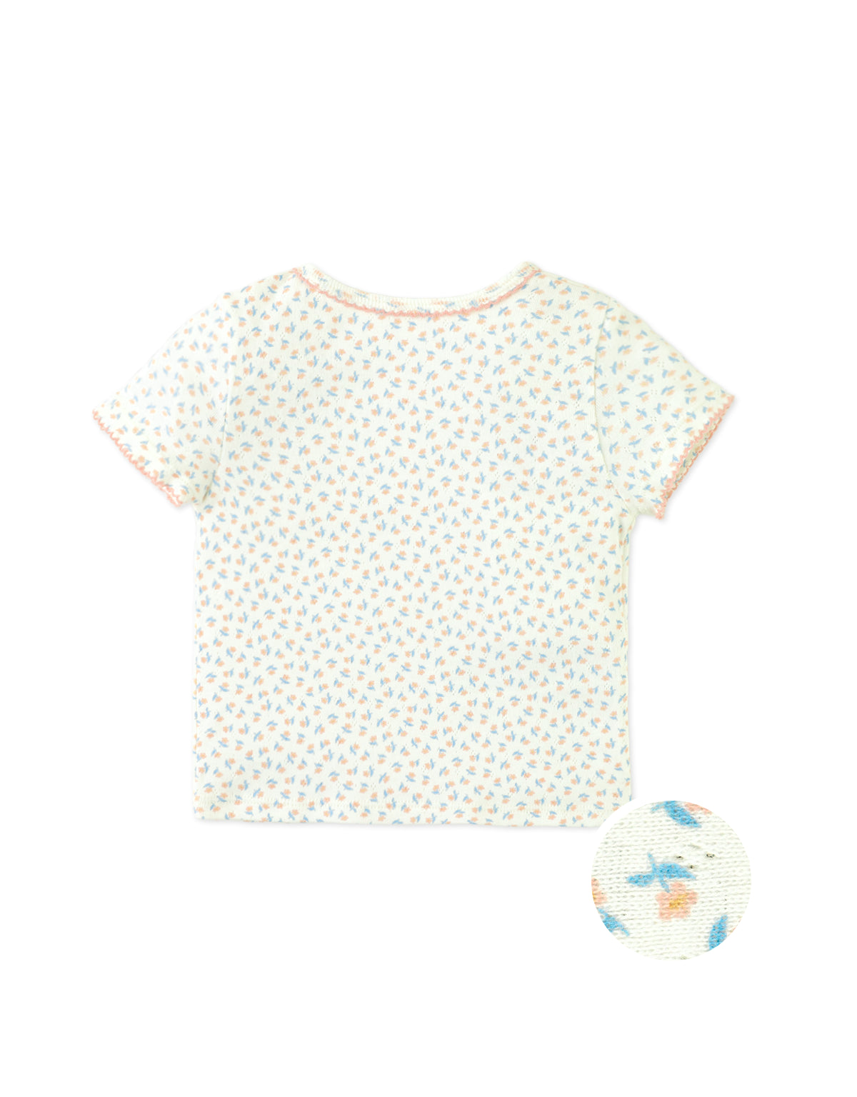 Baby Sylvie Floral Pointelle Ribbed Tee with Picot Edge Trim