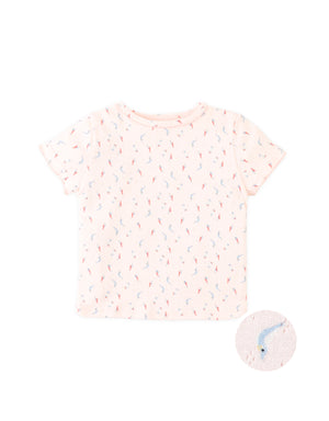 Baby Sylvie Bird Pointelle Ribbed Tee with Picot Trim product photo