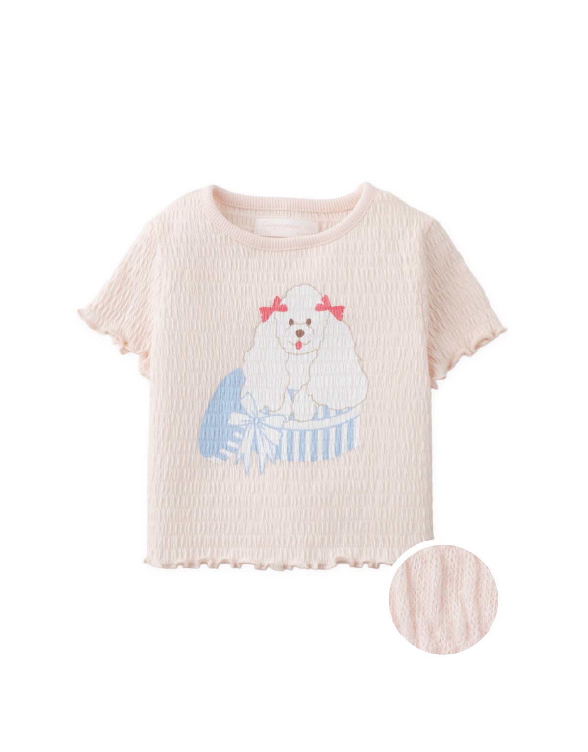 Baby Kaye Lettuce-Hem Shirred Graphic Tee with Gift Box Dog