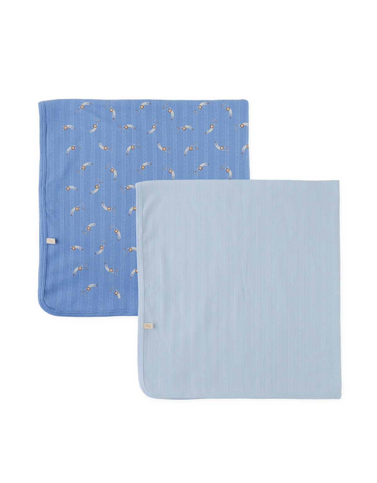 2-Piece Blanket Set with Plain and Circus Lion Print Designs