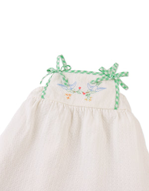 Baby Aviana Embroidered Dress with Straps and Bows front view