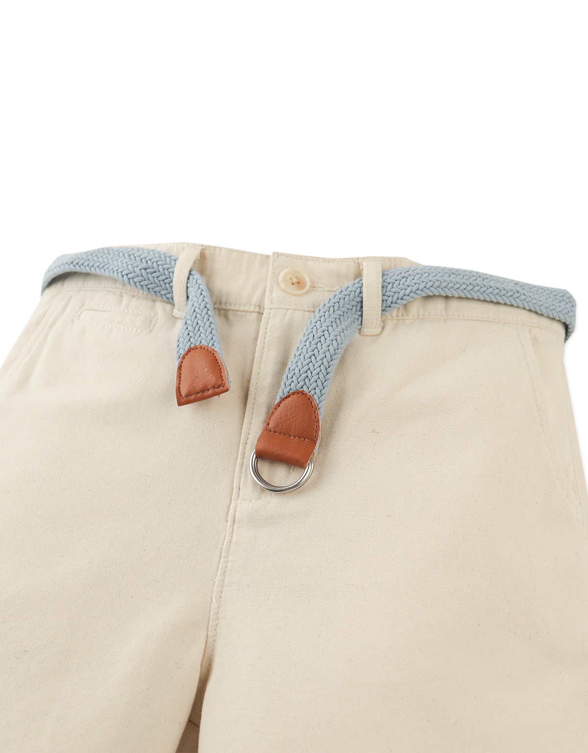 Blaine Regular Fit Canvas Shorts with Braided Cotton Belt style detail