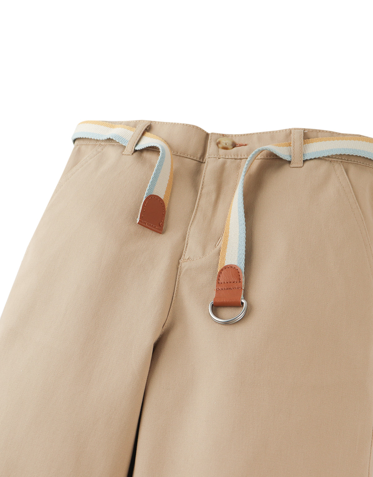 Edward Regular Straight Twill Pants with Striped Canvas Belt style detail