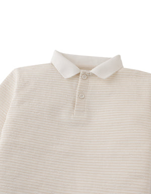 Eren Textured Stripe Terry Polo Shirt front view