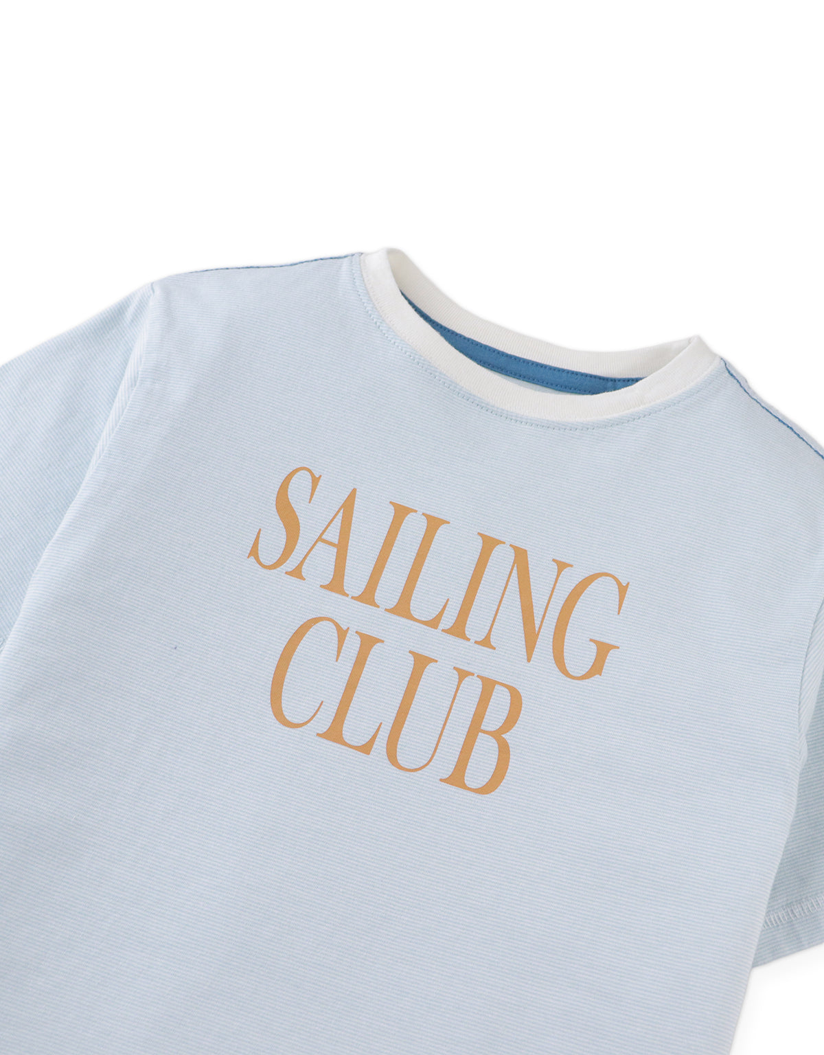 Juan Micro Stripe Tee with "Sailing Club" Print