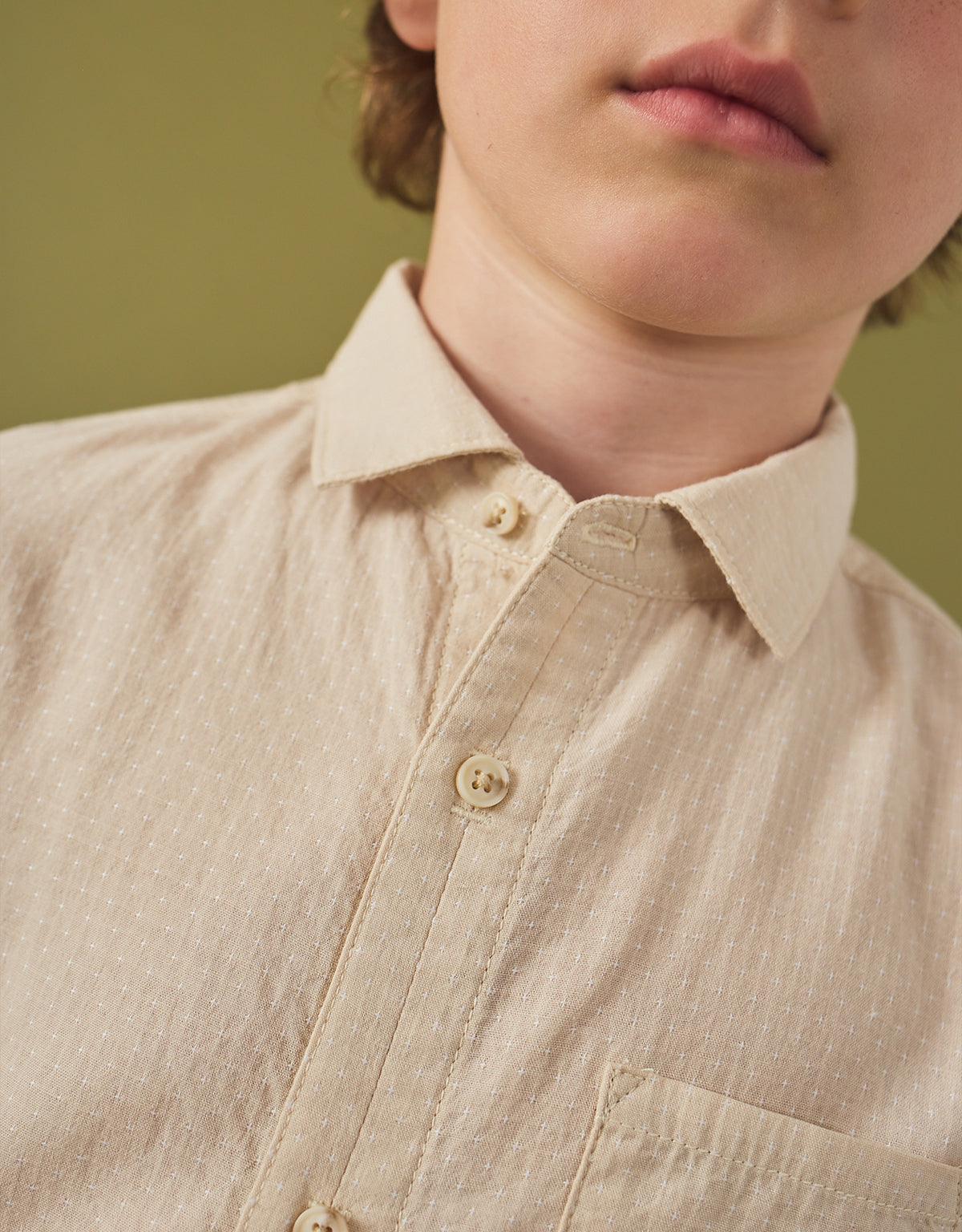 Andrew Cross Dobby Shirt with Bartack Placket Details style detail