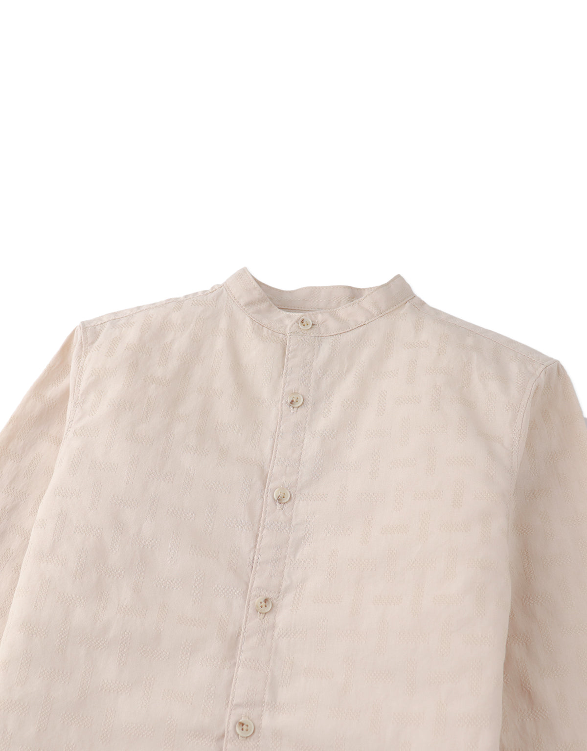Dot Textured Pattern Extended Collar Band Shirt