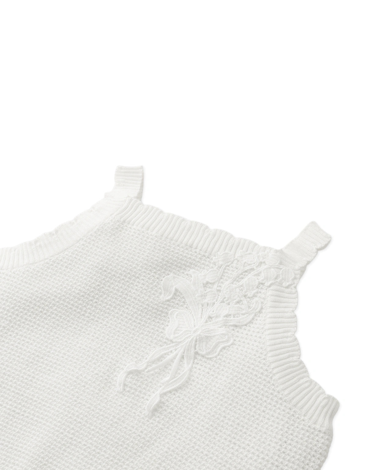 Marielle Crochet-Knit Tank Top with Floral Appliqué