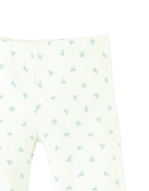 Zoya Ribbed Leggings with All-Over Floral Print front view