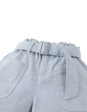 Amara Linen-like Cotton Shorts with Big Pockets, & Belt style detail