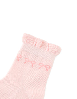 Frilly Crew Socks with Bow Intarsia Design outfit styling