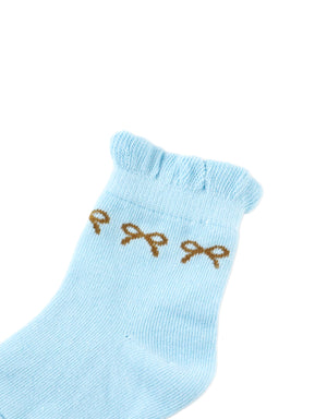 Frilly Crew Socks with Bow Intarsia Design side view