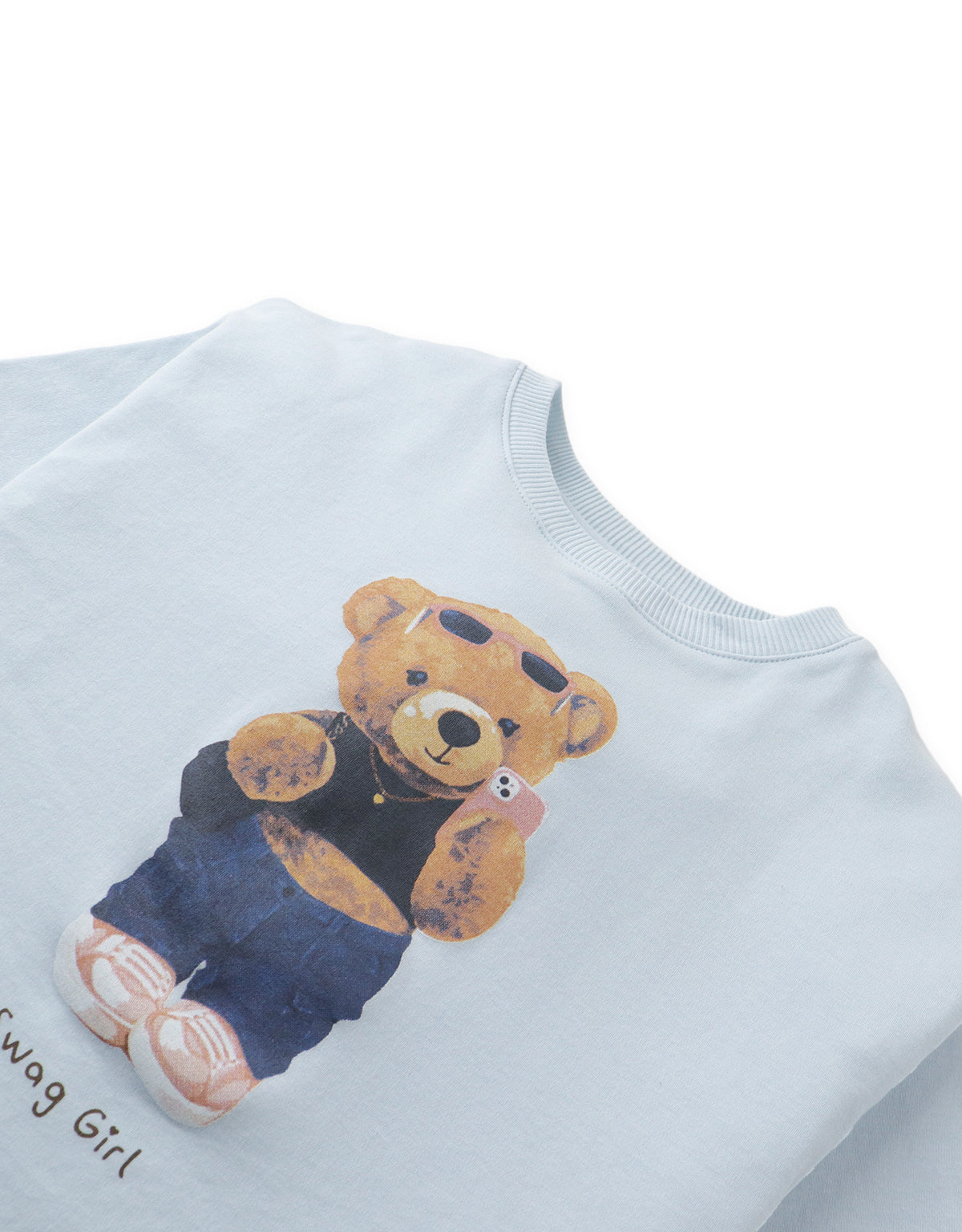 Allie Graphic Baby Tee with Denim Bear Print
