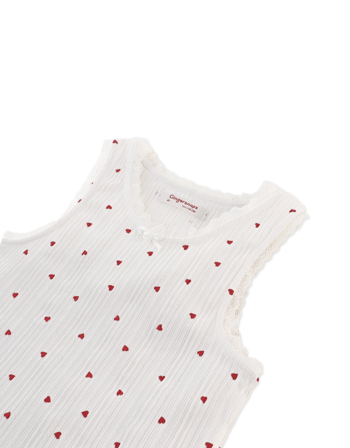 Haidie Ribbed Tank Top with Lace Trim and Rosette Applique