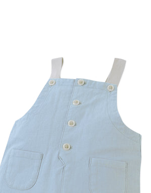 Baby Philip Linen Dungarees with Cotton Tape Straps close-up detail