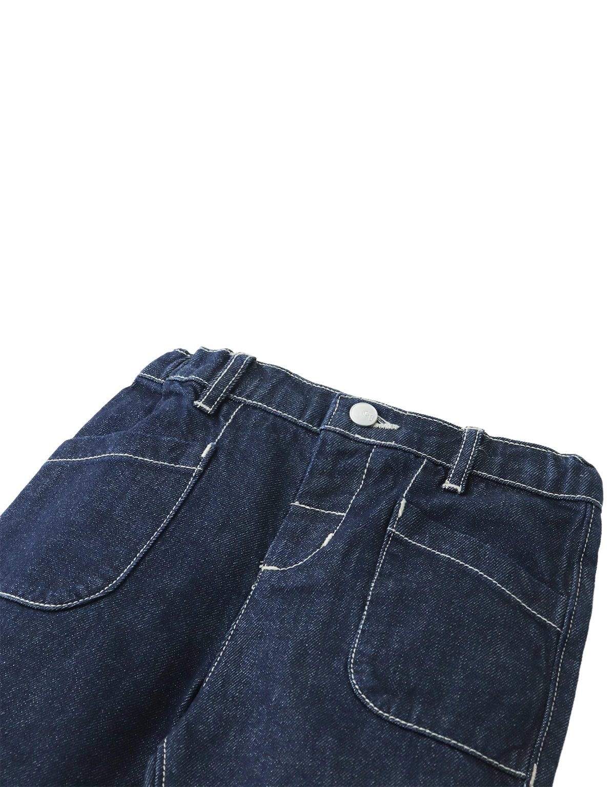 Baby Pancho Relaxed Tapered Denim Jeans with Curved Patch Pockets