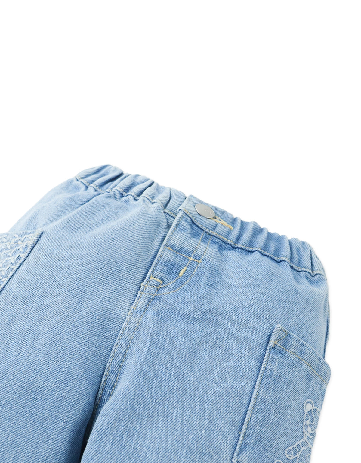 Baby Marvin Denim Pull-On Pants with Sashiko Pockets