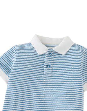 Baby Kirk Striped Textured Terry Polo Shirt front view