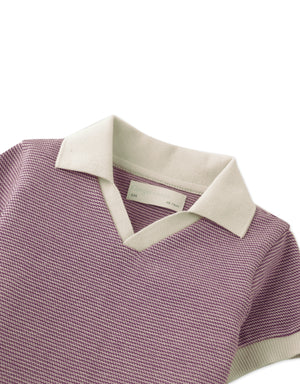 Baby Lancel Striped Piqué Polo Shirt front view