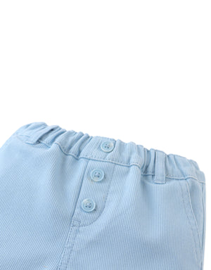 Baby Dewey Garterized Shorts with Open Seam Accent Thread front view