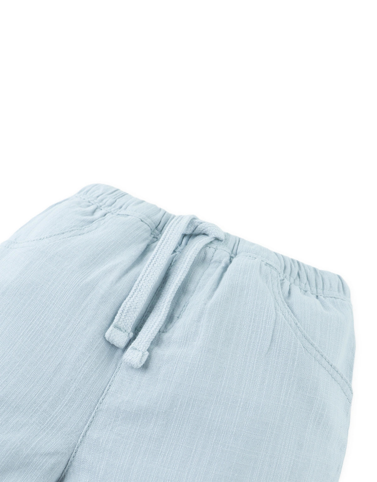 Baby Lee Linen-Like Drawstring Shorts with Embroidered Border