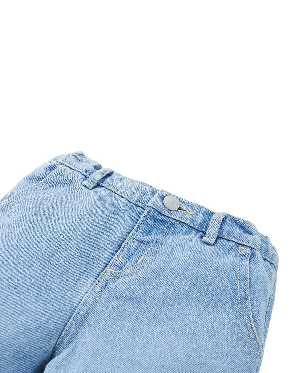Baby Roger Mid-Wash Denim Shorts with Logo Patch