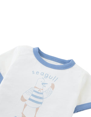 Baby Mathias Ringer Tee with Seagull Graphic front view