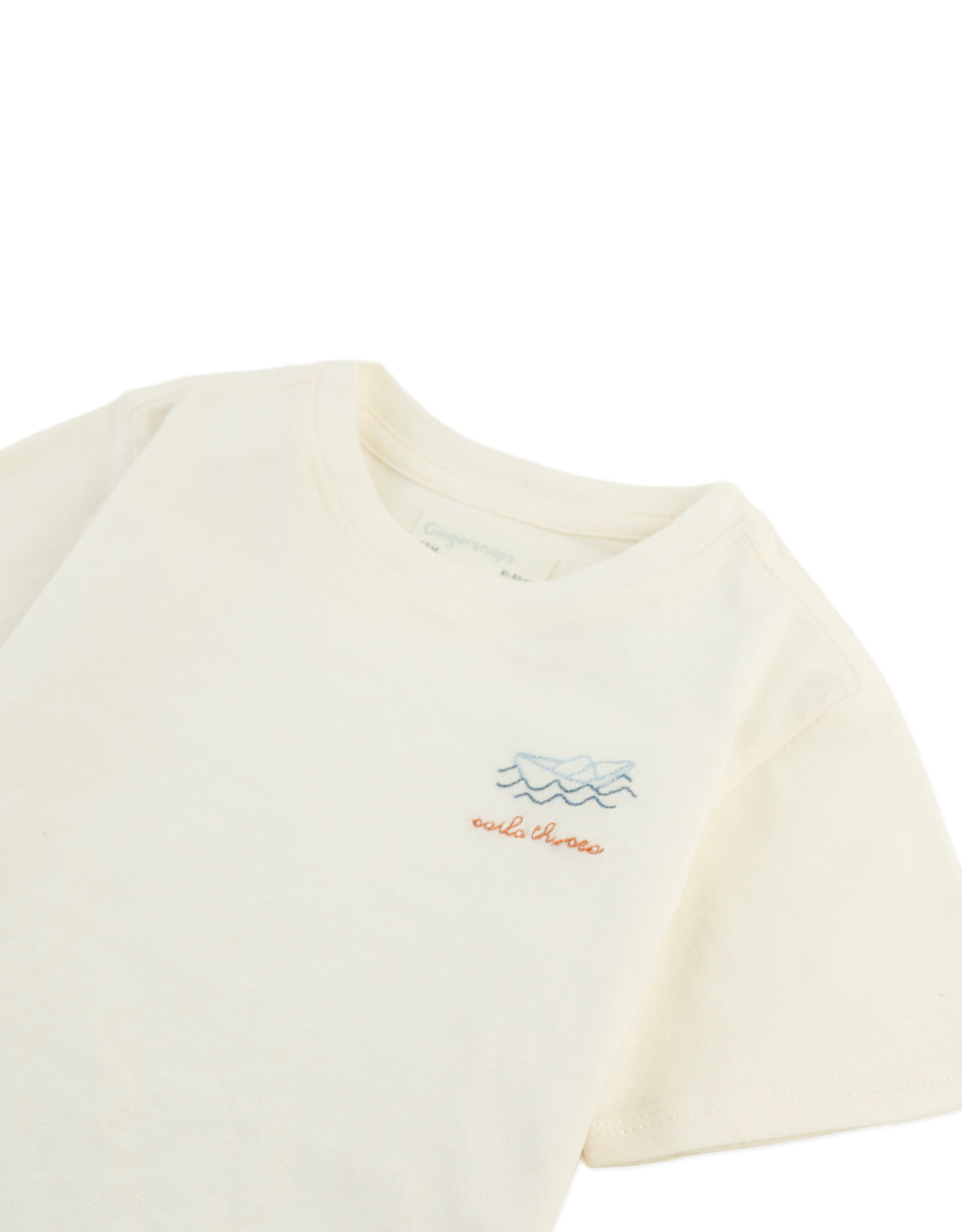 Baby Paco Tee with Embroidered Paper Boat Detail