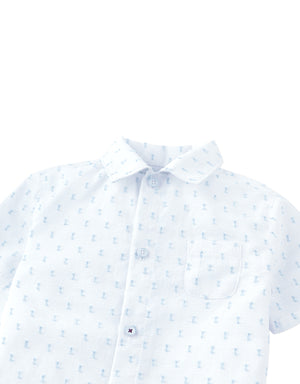 Baby Arnold Textured Dobby Shirt with Ant Embroidery front view