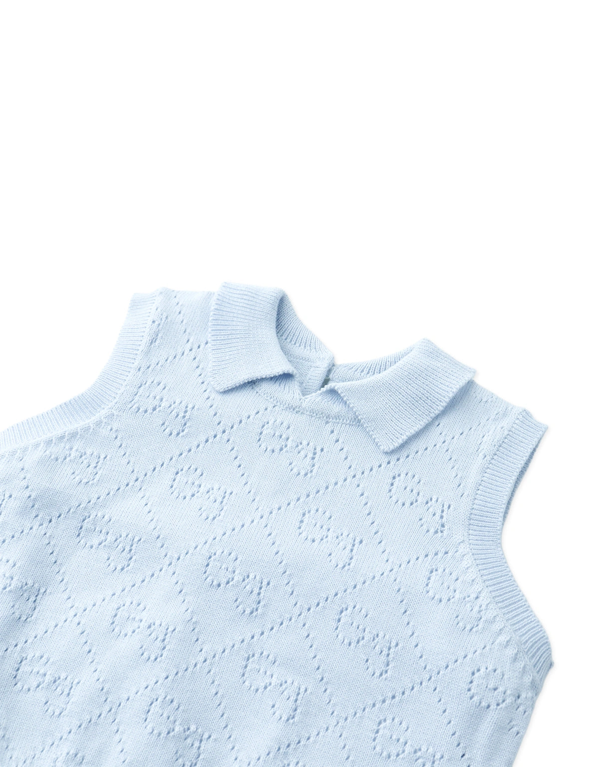 Baby Gianna Monogram Pointelle Knit Sleeveless Top