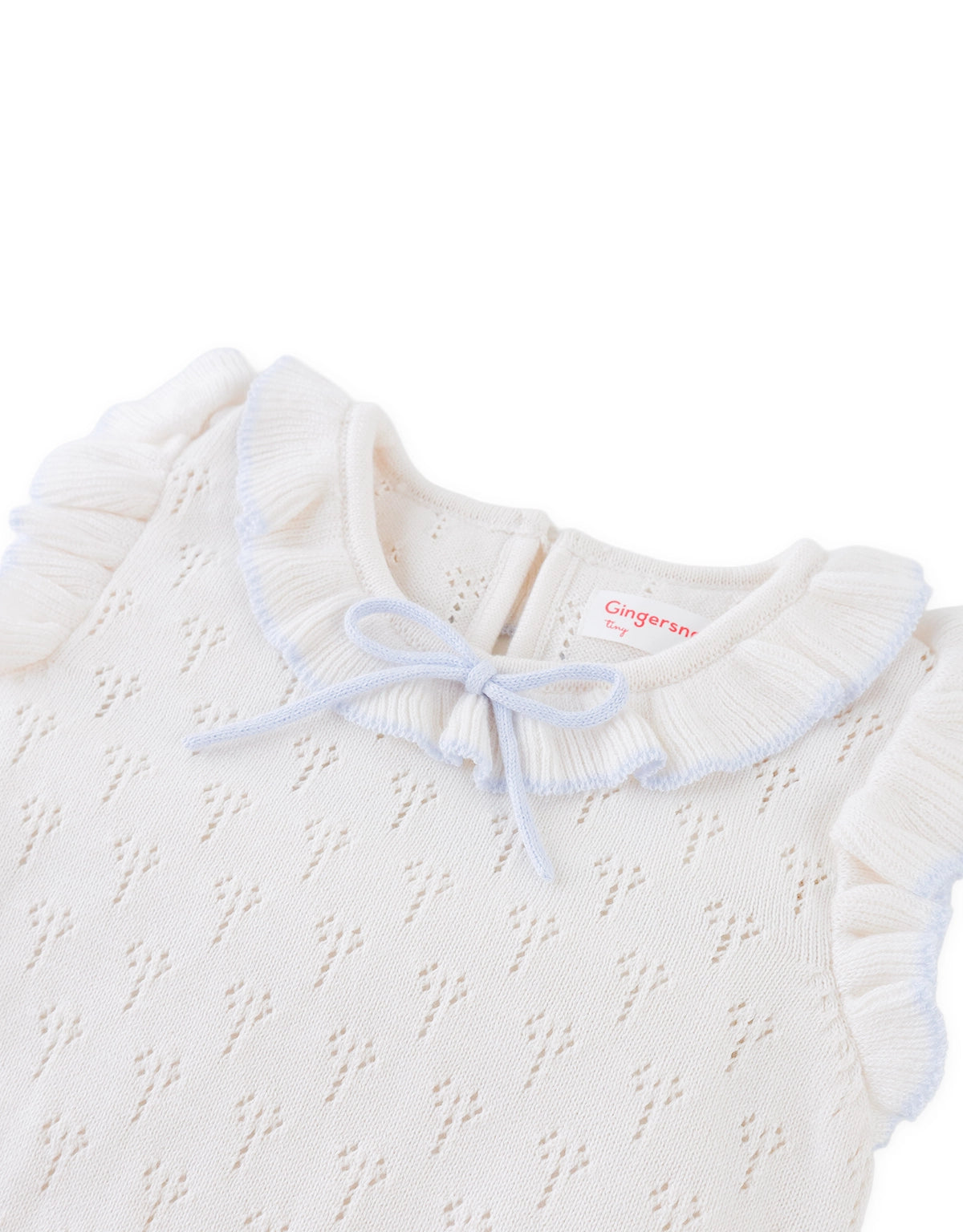 Baby Corrina Floral Pointelle Top with Bow Appliqué