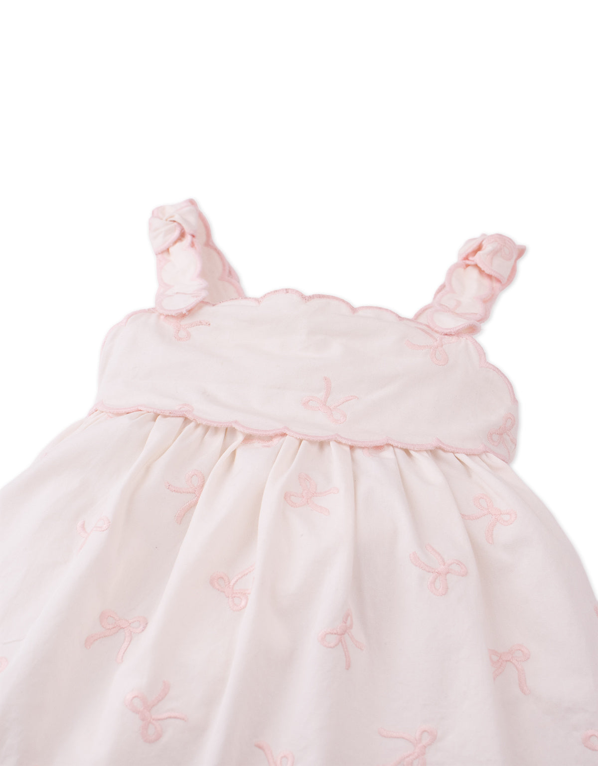 Baby Kara Poplin Dress with a Scalloped Top & Tie Straps – Gingersnaps