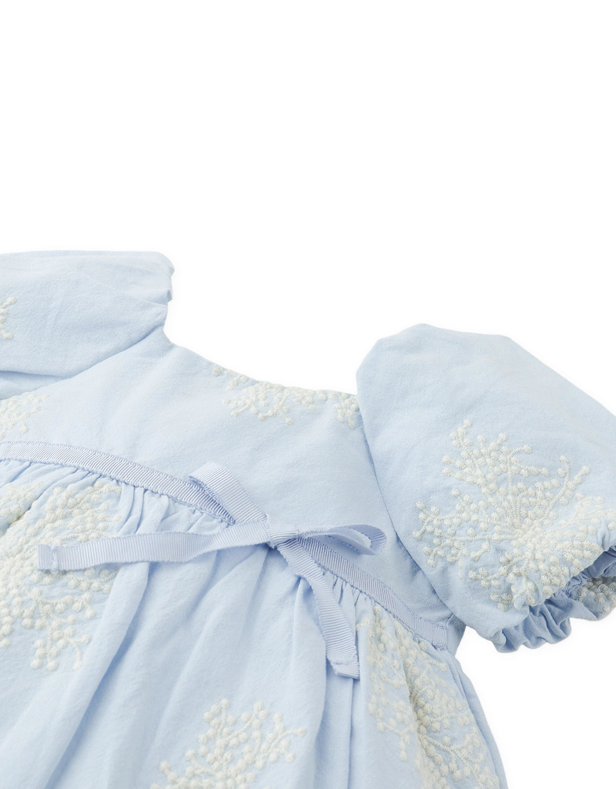 Baby Isadora Embroidered Babydoll Dress with Bubble Sleeves