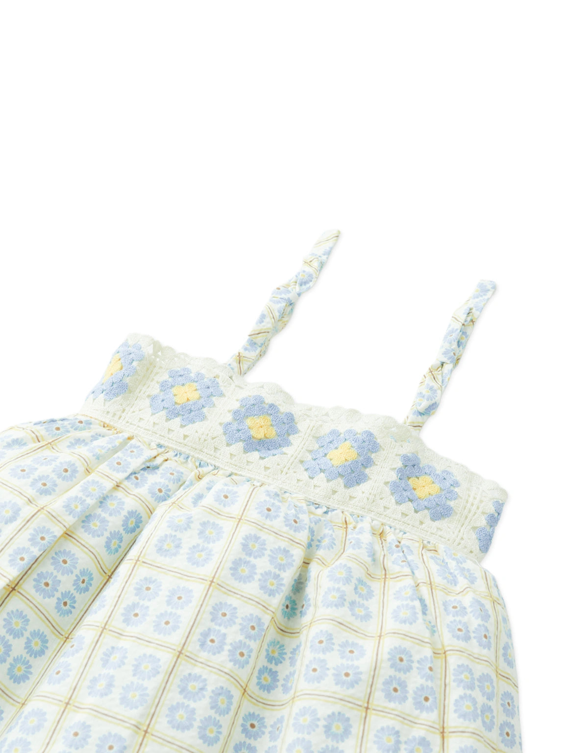 Baby Aurelia Daisy Babydoll Dress with Crochet Flower Yoke