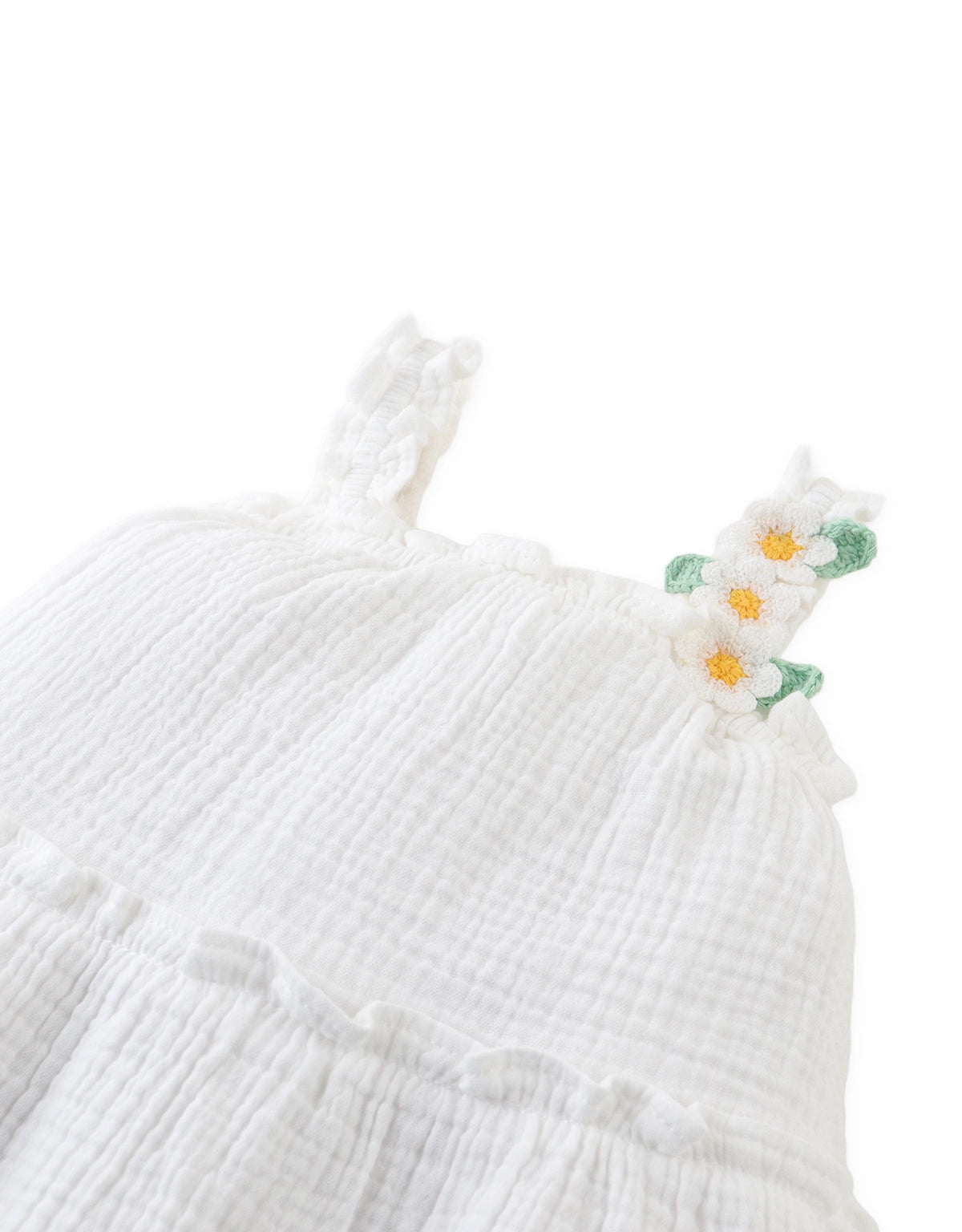 Baby Michelle Muslin Dress with Daisy Crochet Appliqué