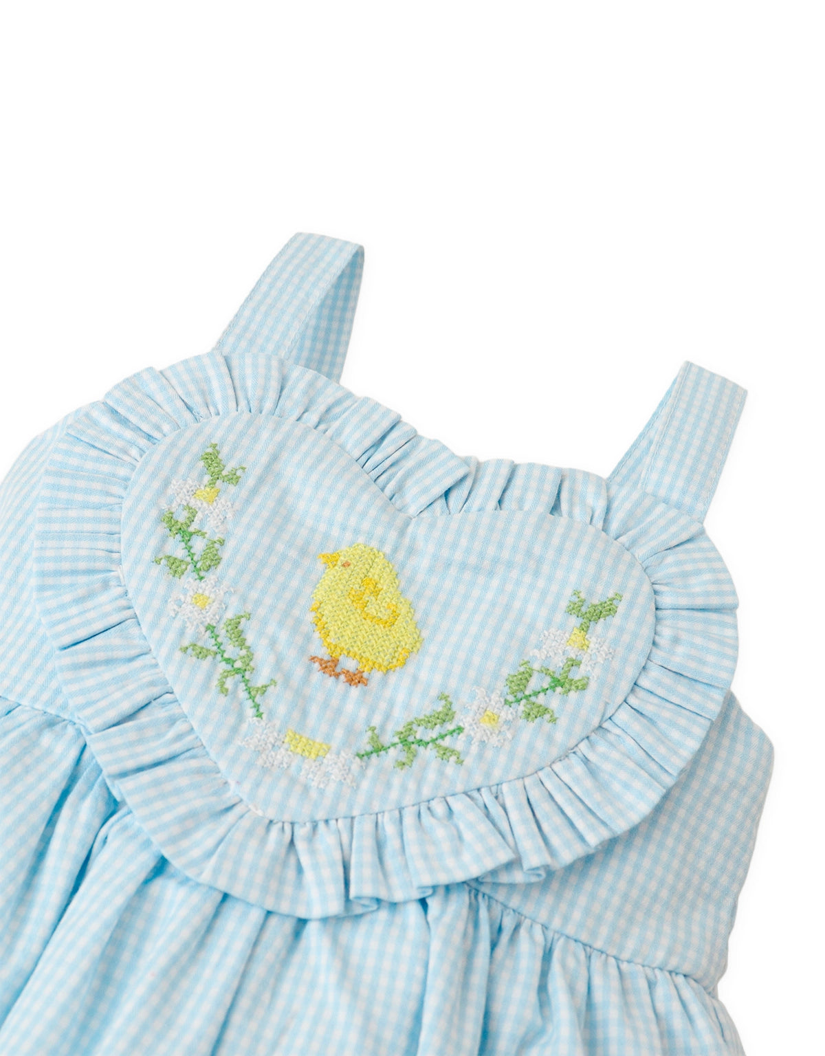 Baby Cove Gingham Dress with Heart Appliqué and Cross-Stitch Embroidery