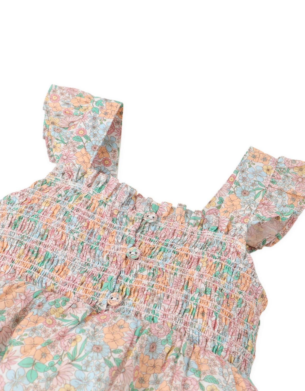 Baby Irene Smocked Floral Dress with Ruffle Sleeves
