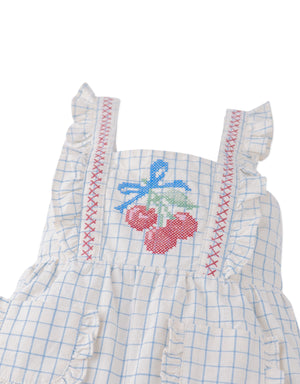 Baby Phoebe Striped Jumpsuit with Ruffles & Embroidered Details front view