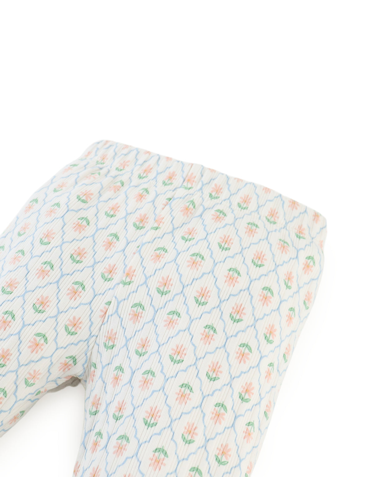 Baby Zoya Ribbed Leggings with Floral Damask Print front view