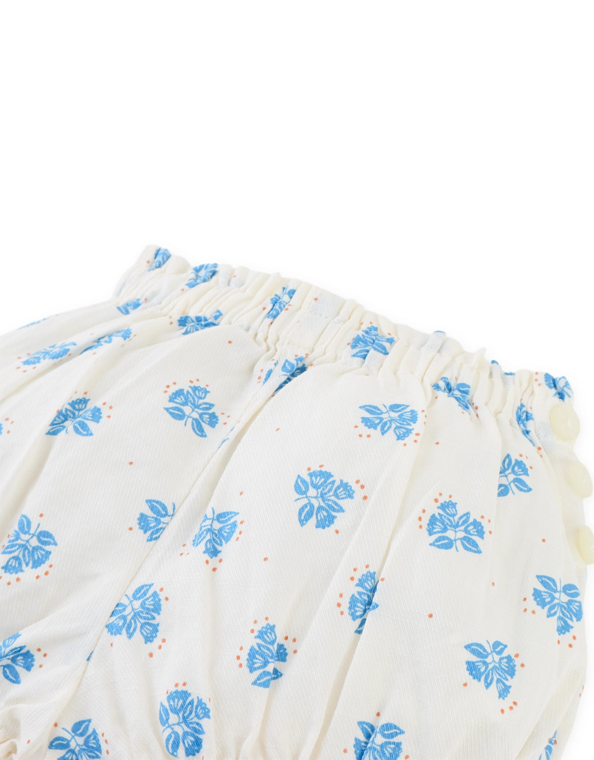 Baby Agnes Bloomers with All-Over Floral Print and Side Buttons - Blue