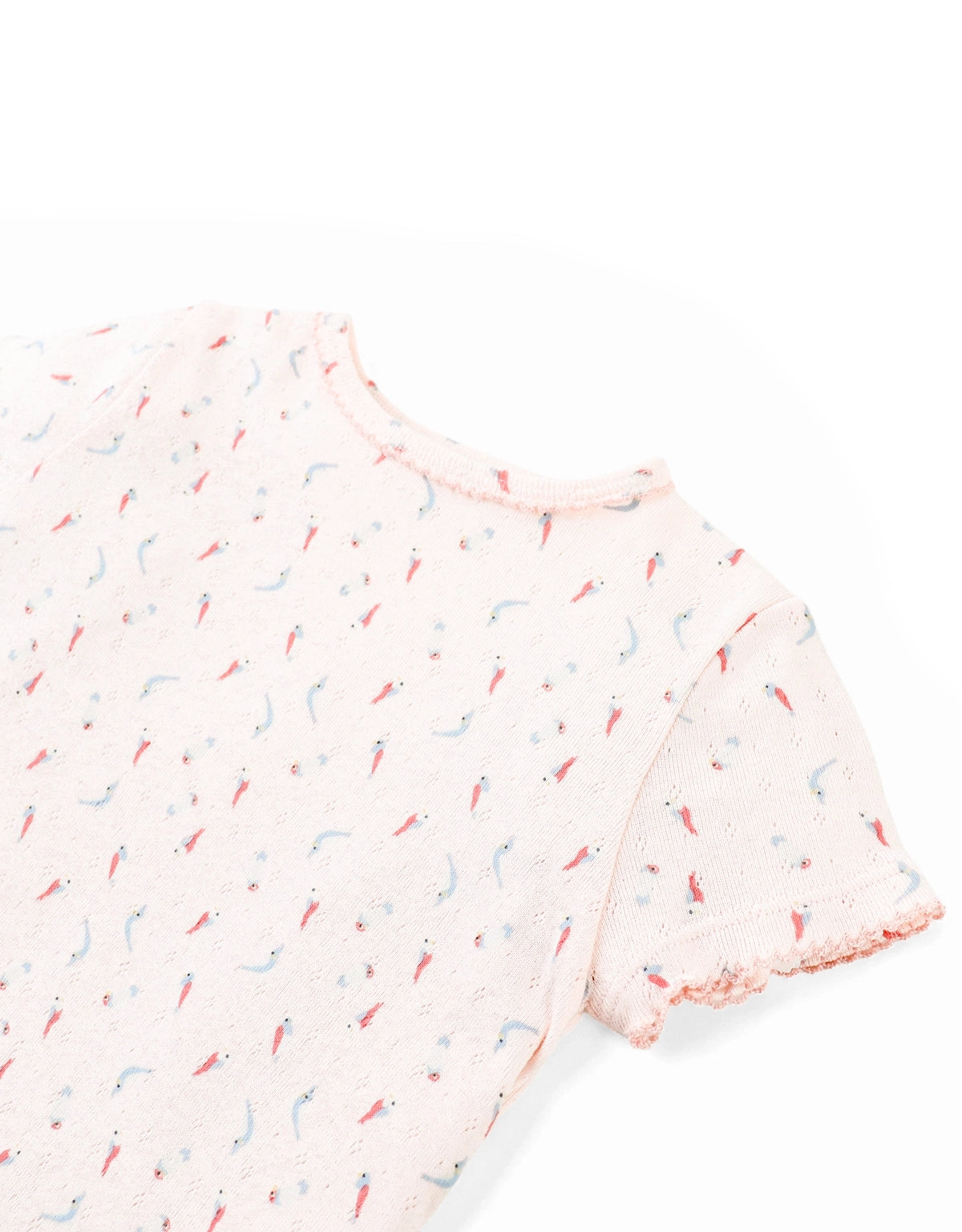 Baby Sylvie Bird Pointelle Ribbed Tee with Picot Trim
