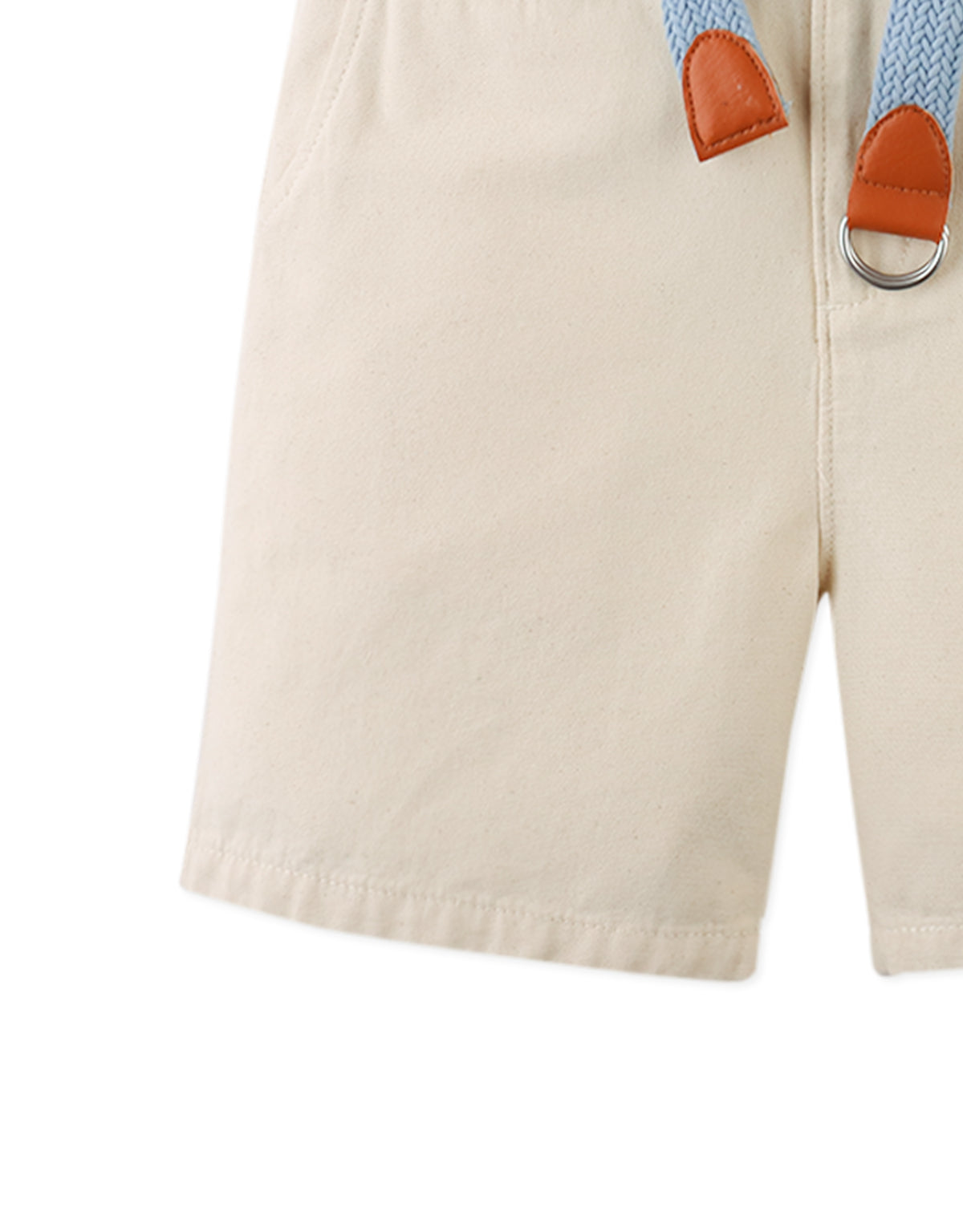 Blaine Regular Fit Canvas Shorts with Braided Cotton Belt close-up detail