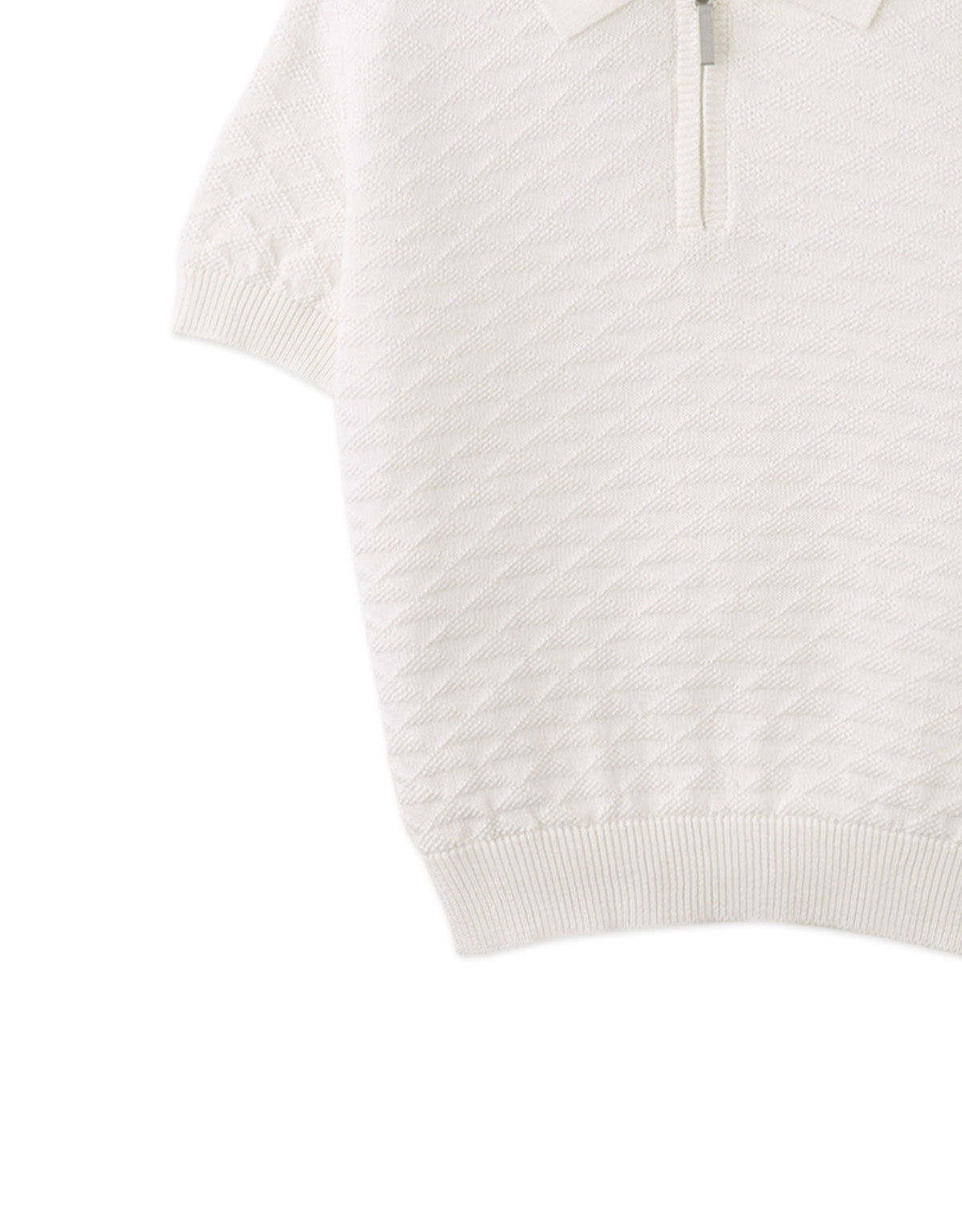 Ludwig Triangle Jacquard Knit Polo with Half-Zip and Ribbed Cuffs style detail