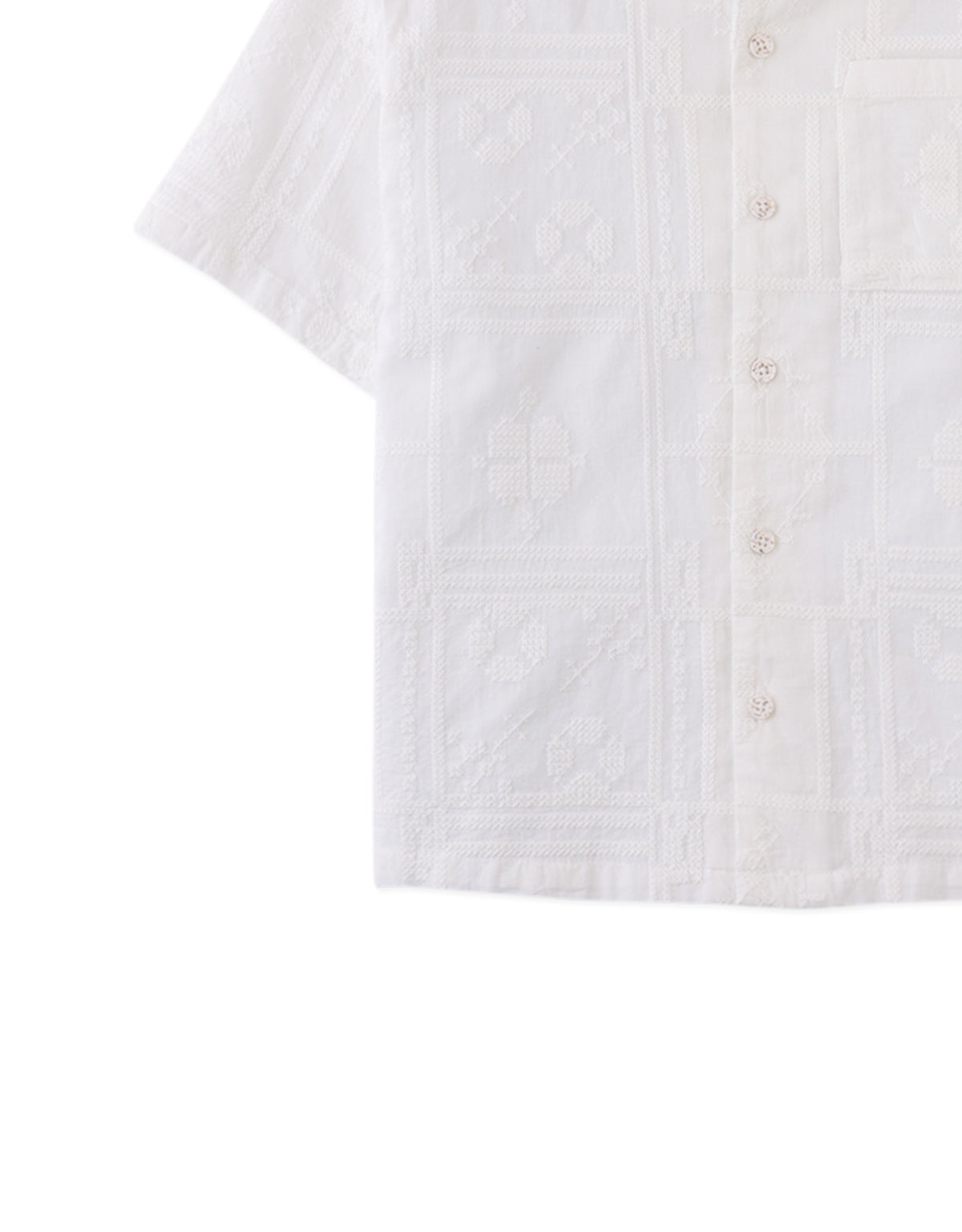 Timothy Embroidered Camp Collar Button-Down Shirt style detail