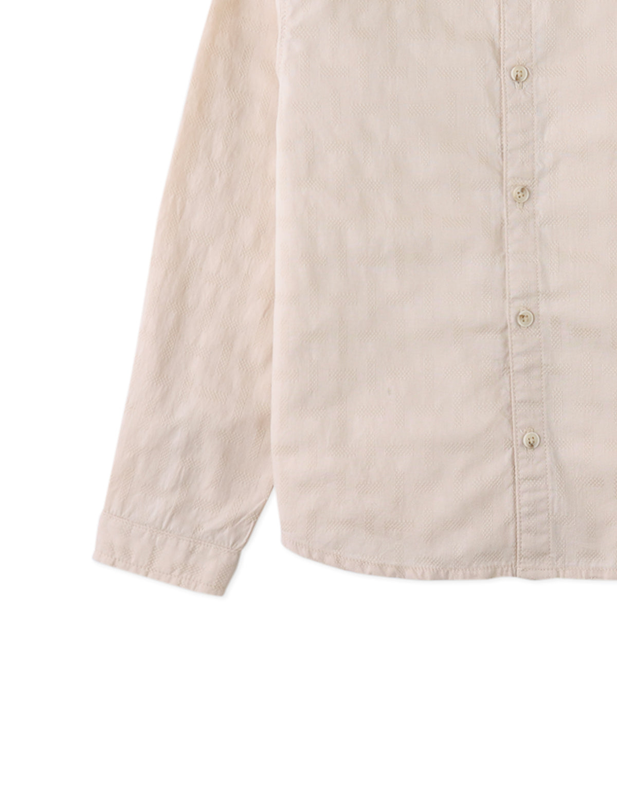 Dot Textured Pattern Extended Collar Band Shirt style detail