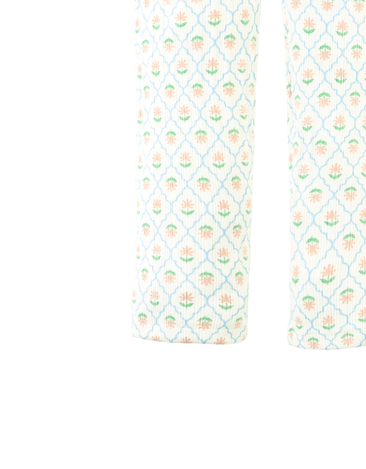 Zoya Ribbed Leggings with Floral Damask Print style detail