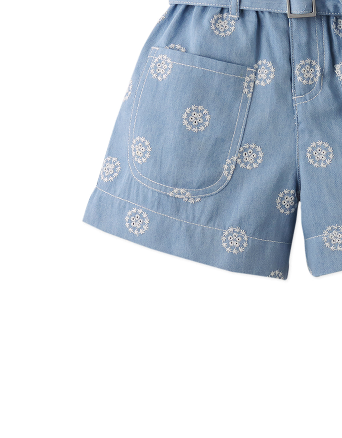 Amara Denim Shorts with Big Pockets & Belt style detail